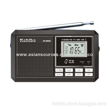 10-band Alarm Clock Radio with DC Jack and Earphones Jack Available